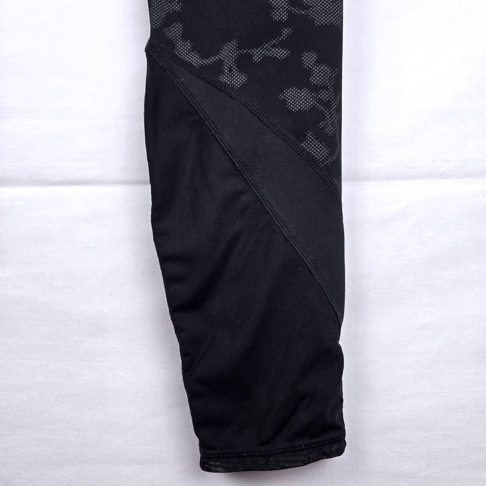 Athleta Womens Black Floral Mesh Panel High Rise Leggings Size M Zipper Pocket - Picture 9 of 12